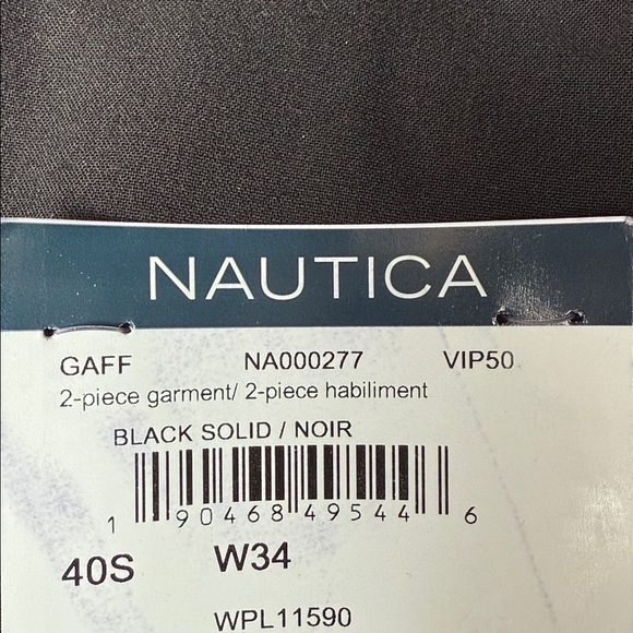 Nautica Gaff Men's 40S Modern Fit Bi Stretch Performance Suit Jacket 40S Black - Picture 3 of 3